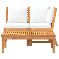 muebles de jardin 3 uds  mesa y sillas madera maciza de acacia cojines crema