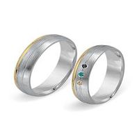 alianzas 8 quilates oro amarillo-blanco 3 diamantes