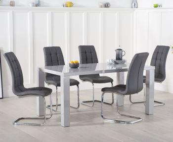 Atlanta 160cm Light Grey High Gloss Dining Table with Lorin Chairs