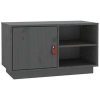 mueble tv  mueble de salon  armario tv de madera maciza de pino gris 70x34x40 cm