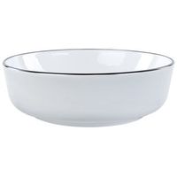 lavabo sobre encimera bano clasico ceramica brillante blanco con borde negro redondo 42 x 42 cm xert