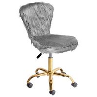 silla de oficina giratoria elegante altura ajustable de pelo sintetico gris margate