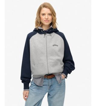 Superdry para mujer. W2012476A Sudadera Essential Logo OSZ Raglan marino (M), Casual, Algodón