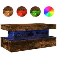 mesa de cafe - mesa de centro con luces led roble ahumado 90x50x40 cm