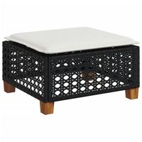 taburete de jardin y cojin ratan sintetico negro 635x56x32 cm vidaxl
