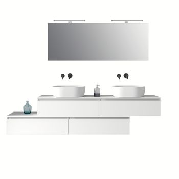 Mueble de baño de 9 piezas en melamina blanco mate