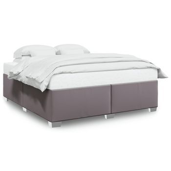 Cama De Matrimonio | Cama De Adulto | Estructura De Cama Sin Colchón Cuero Sintético Gris 200x200 Cm