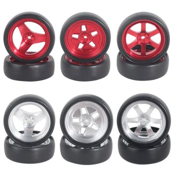 4PCS LDRC LD1801 LD1802 LD1803 LD1804 1/18 coche RC Piezas mejoradas Neumáticos de deriva Llantas de metal/Neumáticos de