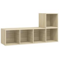 juego de muebles de salon 2 pzas  mueble tv madera ingenieria roble sonoma cfw56025