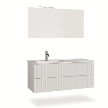 Mueble de baño bañera izquierda 4 piezas en mdf blanco mate