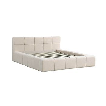 Cama Led En Tejido De Peluche Incl. Estante Gala - Beige, 180 X 200 Cm Incl. Colchón