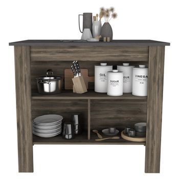Mesa Auxiliar De Cocina Cala En Melamina Con 3 Estantes