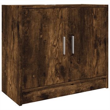 Mueble De Almacenaje | Armario De Lavabo Madera Ingeniería Roble Ahumado 63x29x55 Cm