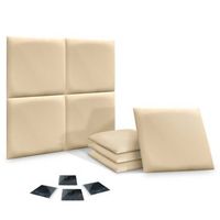 dhome juego de 8 paneles tapizados de polipiel ecologica pack autoadhesivos para pared acusticos absorbentes proteccion vainilla 60x60cm x8