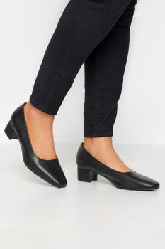 Zapatos De Salón Negros Con Tacón De Bloque En Ancho Especial
