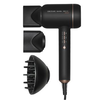 Secador De Pelo Iónico Bamba Ionicare 6000 Rockstar Fire. Motor Digital, Ion Real, 6 Ajustes De Temperatura, Función Air Repair, Incluye Accesorios Magnéticos, Negro/rosa, Potencia 1800 W