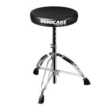 SONICAKE Taburete para Batería Ajustable y Plegable con Asiento Acolchado Antideslizante Negro QDT-01