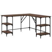 escritorio madera de ingenieria roble marron 139x139x75 cm vidaxl