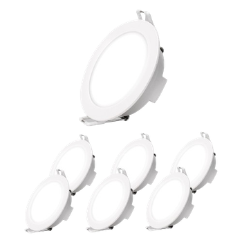 Aigostar Downlight LED Techo Empotrable 4.8W IP65 Impermeable, Ojos de Buey 6500K luz blanca fría, Downlight LED Baño Extraplano Blanco, Foco Empotrable LED, ø87*H35mm, 6 pack