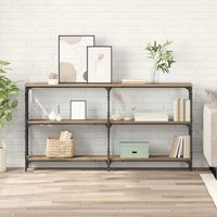 mesa consola - mueble de entrada - madera y acero - roble artesanal 156x28x805cm
