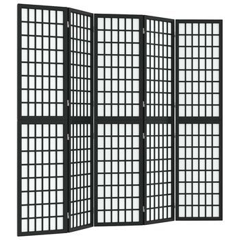 Biombo Plegable Con 5 Paneles Estilo Japonés Negro 200x170 Cm Vidaxl