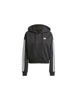 chaqueta adidas 3 bandas french terry fz hd mujer negroblanco