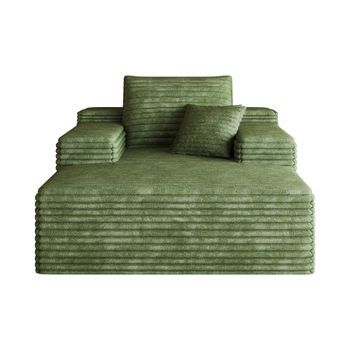 Sofá Chaise Longue Modular, Sofá De Pana Verde Sin Estructura Rígida, 115x159cm