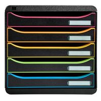 set de cajones para escritorio black office 5 cajones negro exacompta