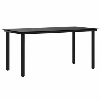 Mesa Comedor Jardín Acero Y Vidrio Templado Negro 160x80x74 Cm Vidaxl