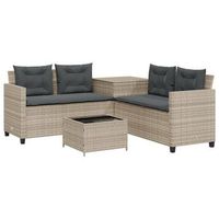 sofa jardin  sofa de exterio forma de l con mesa y cojines ratan pe gris claro