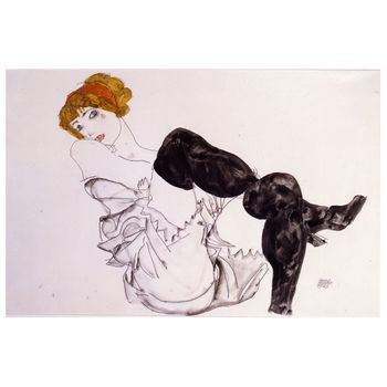 Legendarte - Cuadro Lienzo, Impresión Digital - Mujer Con Medias Negras - Egon Schiele - Decoración Pared Cm. 60x90