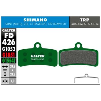 GALFER | Pastillas De Freno PRO Compatible Shimano  FD426G1554T  - Pastillas de freno Galfer con compuesto PRO perfectas para descensos extremos donde los frenos se ven sometidos a altas temperaturas