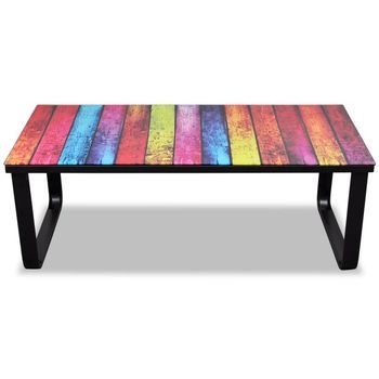 Mesa De Centro，mesa Auxiliar，mesa De Café Con Superficie Con Impresión De Arcoiris