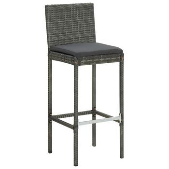 Pack 4 Uds Taburetes Altos | Taburete De Cocina | Taburetes De Bar De Jardín Cojines Ratán Sintético Gris