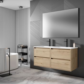 Mueble Jade 120 Cm 4c 2s, Roble Hércules. Pack Mueble + Lavabo.