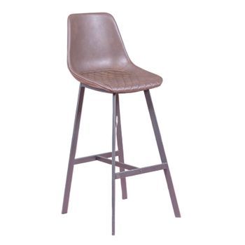 Taburete Vintage Tapizado En Polipiel 48x54x84cm - Marrón
