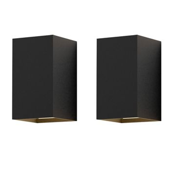 Derex - aplique de pared de metal, color negro, 10 cm, set de 2