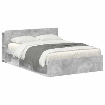 Estructura De Cama Con Almacenamiento Gris Hormigón Vidaxl