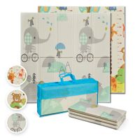 ms trendy - alfombra de juegos para bebe 120x120 cm - doble cara tapete muy acolchado 1cm grosos plegable y con bolsa de transporte - portatil con bolsa de transporte - ideal para regalo