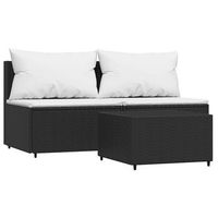 set de muebles de jardin 3 pzas y cojines ratan sintetico negro cfw888506