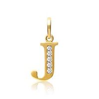 8 quilates colgante de oro letra j con circonita