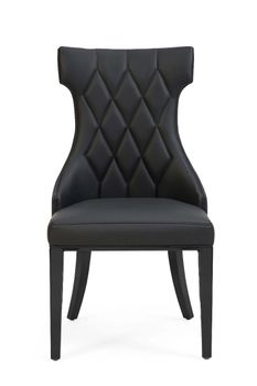 Freya Black Faux Leather Dining Chairs - Black, 2 Chairs