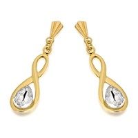 9ct Gold Crystal Andralok Drop Earrings - 24mm drop - G4039