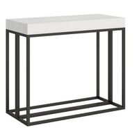 consola extensible evitra de fresno blanco con patas de metal antracita 14 plazas de 40 a 300 cm