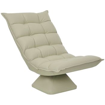 HOMCOM Sillón relax con diseño capitonado respaldo ajustable e inclinación de 360° en revestimiento de lino Beige   Aosom España