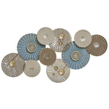Decoración De Pared Círculos Arte De Pared De Metal Azul Y Beige Estilo Moderno Hassium