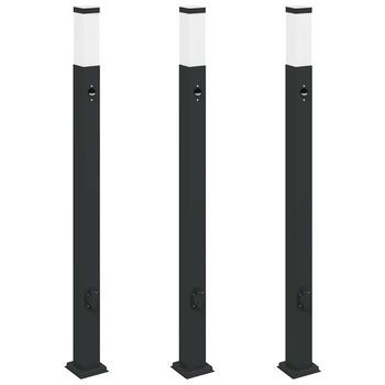 Balizas De Luz Con Sensor Y Tomacorriente, 3 Unidades, 110 Cm, Color Negro, Ip44 Vidaxl