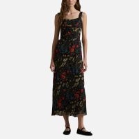 polo ralph lauren sleeveless floral-print chiffon dress - uk 10