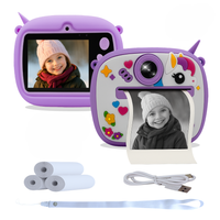 rs ware - camara instantanea para ninos con diseno de unicornio lila 1080p selfie video hd musica mp3 y 4 juegos integrados incluye 3 rollos papel termico