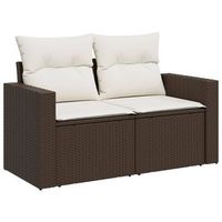 sofa de jardin con cojines 2 plazas  sofa de exterior ratan sintetico marron